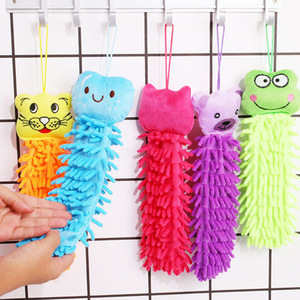 Toallas de mano con diseño de cabeza de animal de dibujos animados, paños y toallitas multiusos de chenilla para colgar, toallas secas de coral. - Product Image 1