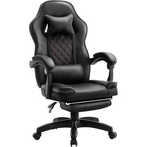 <span class=keywords><strong>Bosnia</strong></span> popular buen proveedor Gaming stolica Pu cuero ordenador escritorio silla Racing silla Gaming negro con reposapiés - Product Image 1