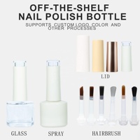 Bouteille en verre vide pour vernis à ongles, mini format 5ml 8ml, vente en gros OEM/ODM, flacon plat pour gel UV avec pinceaux et bouchons électroplaqués