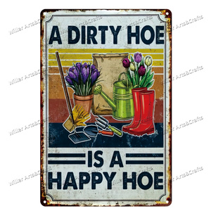 Panneau en métal vintage « Funny Signs Dirty Hoe » pour décoration murale, <span class=keywords><strong>jardin</strong></span>, cour et patio - Product Image 2