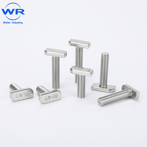 Vis en T en acier inoxydable 304 à tête carrée pour profilés en aluminium et fentes PV, taille de la tête 14,5/18/23 - Product Image 1