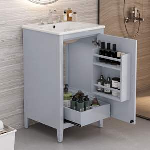 DB 20.3" Luxurious Bathroom Vanity Soft-Closing Door Grey Features Ceramic Basin Functional Drawer <b>Bath</b> <b>Mirror</b> Model D0100HRAMR8 - Product Image 6
