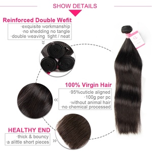 Tissage indien naturel en soie vierge brut Grade 12 20, 1 Kilos, mèches lisses avec Closure transparente - Product Image 4
