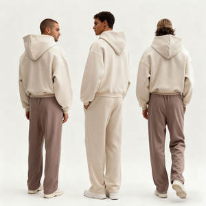 Sweat à Capuche Court Ample Personnalisé Unisexe 500g/m² en Coton Épais, Coupe Surdimensionnée à Épaules Tombantes de Couleur Unie - Product Image 3