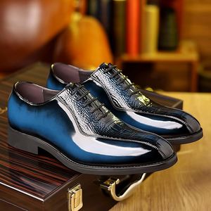 Zapatos de Vestir de Cuero Genuino para Hombre, Diseño de Moda 2025, con Cordones, Punta en Pico, Lujosos, Formales, para Oficina, Impermeables, que Aumentan la Estatura - Product Image 1