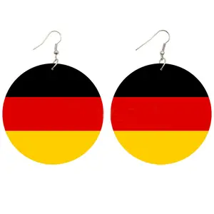 Flag round wooden hot trendy exaggerated fashionable wooden earrings