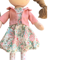 Poupée de Chiffon en Peluche Personnalisée de 35 cm, Mini Fille, Jouet Doux et Tendance avec Robe à Fleurs Rose et Manteau, Direct Fabricant
