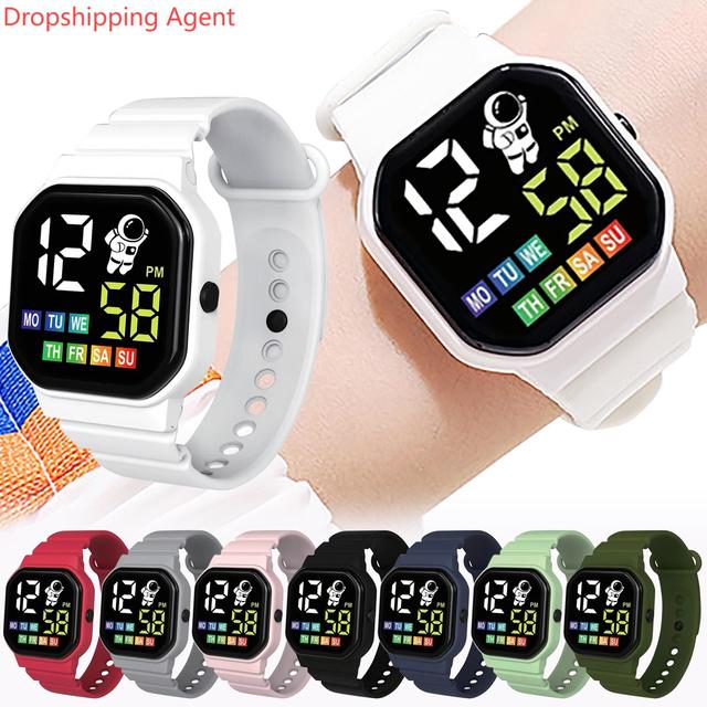 Dropshipping Products 2026 Fashionable Waterproof LED Digital Square Electronic Children's Smart Watch for Outgoing