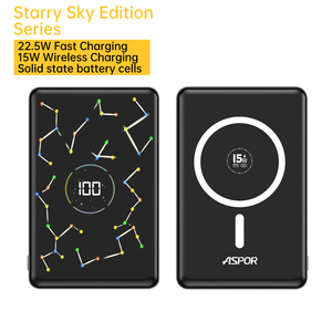 Banco <span class=keywords><strong>de</strong></span> Energía Aspor Starry Atmosphere Light, Cargador Portátil con Batería <span class=keywords><strong>de</strong></span> Estado Sólido <span class=keywords><strong>de</strong></span> 5000 mAh y Carga Inalámbrica Magnética <span class=keywords><strong>de</strong></span> 15 W para Viajes - Product Image 1