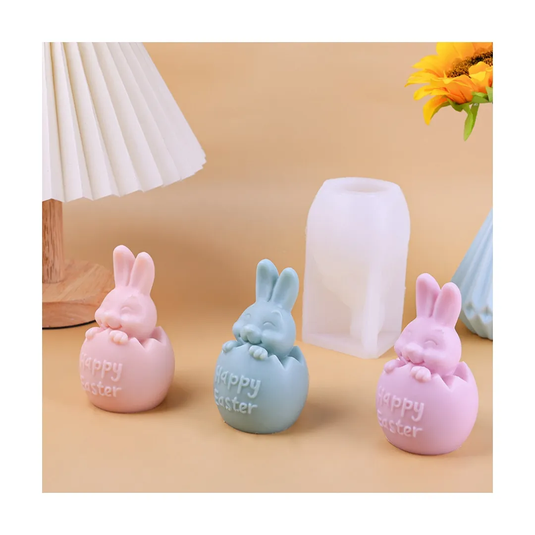 K76 2023 Páscoa Coelho Coelho Vela Silicone Molde Feliz Páscoa china atacado personalizado silicone vela molde