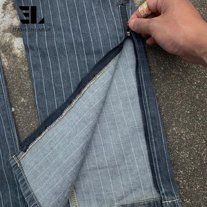 LARSUR Pantalon en denim à rayures indigo personnalisé d'usine en détresse délavé <span class=keywords><strong>Jean</strong></span> automobile Wabash Railway Railroad pour hommes - Product Image 4