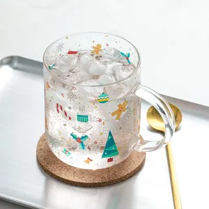 Tazza di vetro tazza di vetro su vetro Zogift scatola per la stampa di ciglia di Cactus in vetro borosilicato Cartoon caffè tazze di regali aziendali impugnatura