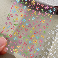 Stiker Kuku Bunga Kecil Plastik Mengkilap 3D Gaya Korea Musim Semi Musim Panas Aksesoris Seni Kuku DIY Non-Toksik Kemasan Dasar Pabrik