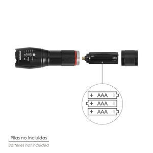 Torcia LED portatile in alluminio alimentata a batteria (3 AAA), 300 lumen, 5 Watt. Con funzione zoom - Product Image 5