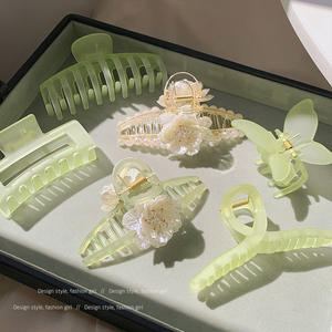 <span class=keywords><strong>Barrette</strong></span> à cheveux en forme de requin pour femmes, grande queue de cheval, pince à griffes coréenne, cheveux épais, couleur verte, fleur, <span class=keywords><strong>crabe</strong></span>, Barrettes, 2022 - Product Image 2