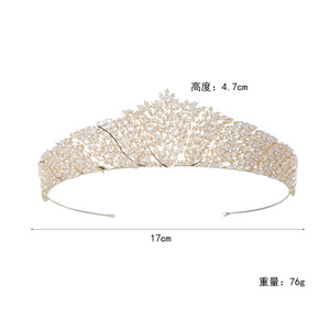 Couronne de mariée vintage européenne et américaine, style forêt, blé, luxe léger, accessoires de robe simple, diadème de bal de luxe - Product Image 6