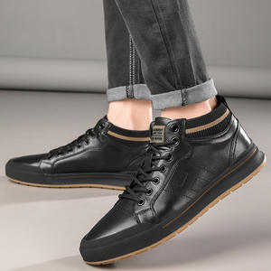 Nouvelles Chaussures de Sport Décontractées pour Hommes, Style Britannique Tendance, Mi-montantes Invisibles, Respirantes, en Cuir Véritable, Semelle Souple, Rehaussantes - Product Image 3