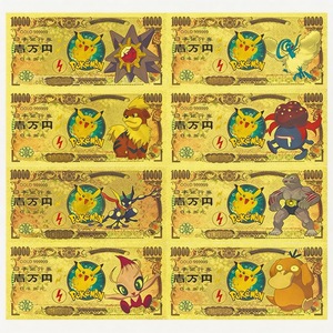 Billetes de Banco de Anime Japonés Pokémon con Lámina de Oro, Billetes de Banco Chapados en Oro de 24K, Regalos para Niños, Venta al Por Mayor - Product Image 1