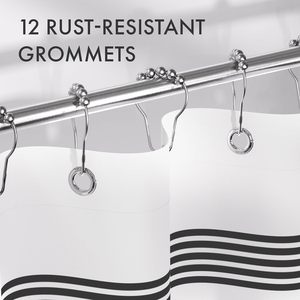 CF 72x72 pouces tissu <span class=keywords><strong>rideau</strong></span> <span class=keywords><strong>rayé</strong></span> rustique tissu lavable <span class=keywords><strong>noir</strong></span> <span class=keywords><strong>blanc</strong></span> ferme salle <span class=keywords><strong>de</strong></span> bain <span class=keywords><strong>rideau</strong></span> <span class=keywords><strong>de</strong></span> <span class=keywords><strong>douche</strong></span> ensembles avec 12 crochets - Product Image 5