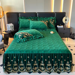 Luxury Milk Fleece <b>Bedding</b> Set Romantic Lace Ruffle Bed Skirt Soft Warm Bed Skirt for Bedroom Decoration - Product Image 2