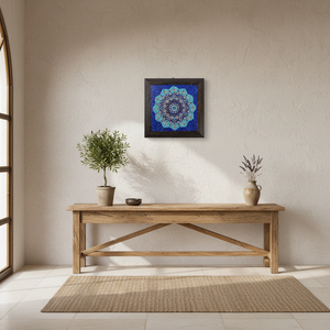 Turco pintado a mano de cerámica enmarcado azulejo - Product Image 3