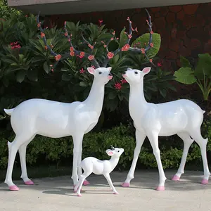 Esculturas personalizadas decoración del hogar ciervos grandes para decoración de jardín escultura de fibra de vidrio Animal