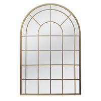 Metal Arch Industrial Wall Art Mount Window Pane Framed Decor Mirror