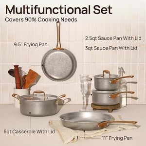 Geling thấp moq 8 cái cổ điển Thép không gỉ nhà bếp <span class=keywords><strong>Cookware</strong></span> sets tốt bán cảm ứng nấu ăn chậu <span class=keywords><strong>Set</strong></span> với chiên chảo - Product Image 2