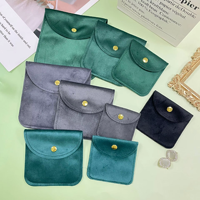 Kantong Penyimpanan Perhiasan Kecil Ramah Lingkungan Dapat Didaur Ulang dengan Logo Kustom, Penutup Kancing, Bahan Beludru untuk Cincin, Gelang, Anting