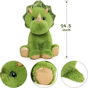 Morismos 24.5 Inch Gigantische Groene Triceratops Knuffel Dier Zacht Katoen <span class=keywords><strong>3</strong></span> Kleine Baby Dinosaurussen Knuffel Voor Kinderfeestjes - Product Image 2