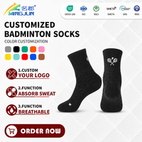 Chaussettes de sport pour jeunes pour raquette de badminton, antibactériennes, respirantes, avec revers extensible, tricot diamant, bout renforcé, en coton, mi-mollet, pour l'entraînement