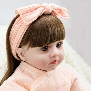 Yüksek Simülasyonlu 60cm Büyük Boy Reborn Bebek Kız, Köklendirilmiş Uzun Saçlı, Sarılabilen Yumuşak Gövdeli Bebek, 24 inç Gerçekçi Yenidoğan Bebek - Product Image 6