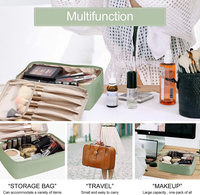 Sac de maquillage de voyage multifonctionnel de grande capacité, résistant à l'eau, en polyester, avec poignée souple, pour une utilisation en extérieur