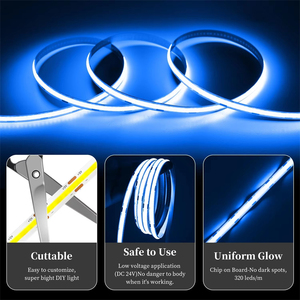 Mật độ cao chất lượng cao linh hoạt COB <span class=keywords><strong>LED</strong></span> Strip 24V 12V 320led 8 mét màu đỏ cam vàng màu xanh lá cây màu xanh tím màu hồng băng màu xanh - Product Image 5