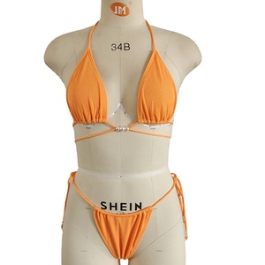 Vente en gros de maillots de bain de nouvelle conception, ensemble bikini deux pièces personnalisé, OEM, maillot de bain uni pour femmes - Product Image 4