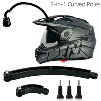 Kit d'extension de casque 3-en-1 pour caméras d'action GoPro/Insta360/DJI - Perche de montage incurvée pour enregistrement facial sur casque de moto