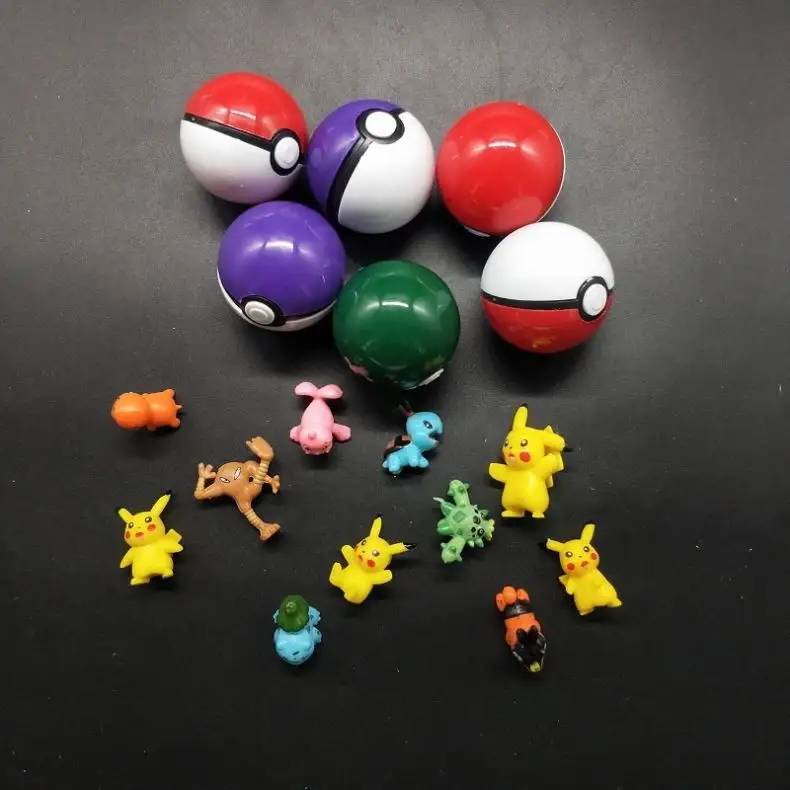 Wholesale Capsule Toys 5 cm Plastic Pikachu Poke mon Ball With Cartoon Pokemoned Figure Toy Inside