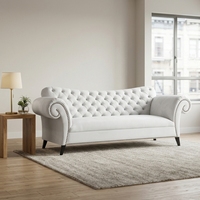 Canapé d'intérieur nordique vintage 3 places en tissu lin capitonné, style américain élégant, design de mobilier 1+2+3 pour la maison
