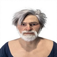 Masque en silicone réaliste fait main avec cheveux et barbe pour hommes, caractéristiques faciales naturelles, masques complets réalistes, vente en gros