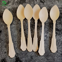 Ensemble de couverts jetables écologiques et biodégradables en bois de bouleau naturel de 19,5 cm, couteau, cuillère, pour fêtes, restaurants, camping, sans danger pour les aliments