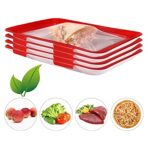Contenedor Apilable Plano y Delgado de un Solo Nivel, Reutilizable y Adhesivo, para Conservación de Alimentos Frescos, Bandeja de Almacenamiento para Verduras y Frutas - Product Image 1