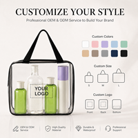 Pochette de maquillage transparente en PVC, trousse de toilette de voyage transparente, approuvée par la TSA, organiseur de cosmétiques imperméable avec bordure noire, portable