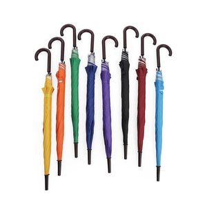 Vente en gros <span class=keywords><strong>Parapluie</strong></span> en argent de couleur unie avec longue poignée Conception droite semi-automatique-pour la publicité de cadeaux d'entreprise - Product Image 1