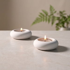 Ceramic European Style Custom Concrete Eco-Friendly Home Decoration Valentine's Day Tea Light Holder Short/<b>Small</b> Size - Product Image 1