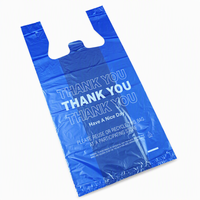 Sacs en plastique personnalisés pour la vente au détail, recyclables, imperméables, à fond renforcé, imprimés en bleu avec le message « Merci, Bonne Journée », avec logo personnalisé