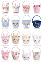 ESiVON Paniers de Pâques certifiés personnalisables en corde de coton, mignons et modernes, motif poulet et canard, multifonctionnels pour bonbons et œufs