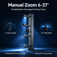 Lampu Sorot LED Zoom Bertenaga Baterai COB 4x10W Magnetik Multifungsi untuk DJ Bar Hotel Taman Stadion Acara Pernikahan