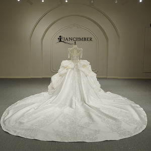 Gt26058 Modern Sweetheart Ball Gown Floor-Length Chapel Train Long Sleeve Backless <b>Wedding</b> Dress 100% Polyester Lace Plus Size - Product Image 5