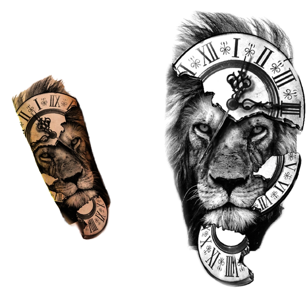 Compass Lion Temporary Tattoo For Men Women Kids Boys Girls Tiger Animal  Tattoo Sticker Black Fake Warrior Wings Tatoos Paper - AliExpress, image size:1000x1000