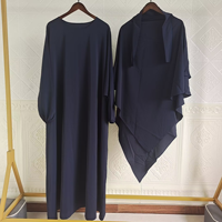 Abaya unie basique pour femmes musulmanes adultes avec hijab assorti – Ensemble deux pièces simple et modeste pour soirée/formelle, coupe droite, été